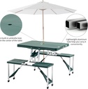 PORTABLE ALUMINUM FOLDING PICNIC TABLE WHITE CHAIR