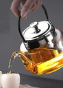 Portable camping glass tea pot 1200 ml