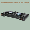 Portable double burner camping gas stove with fryer