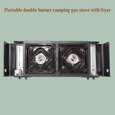 Portable double burner camping gas stove with fryer